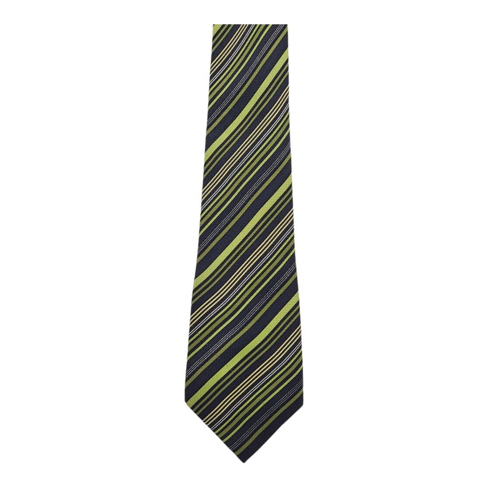 Rafael Striped Pattern Green 100% Silk Necktie